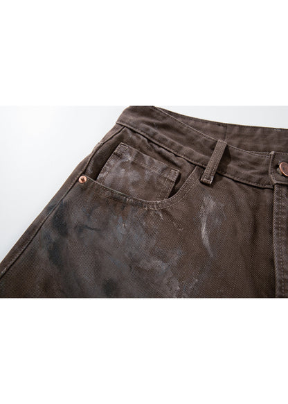 Paint - Splattered Distressed Wide - Leg Jeans - Rick Circus