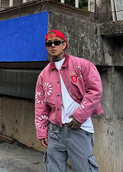 Painted Graphic Cropped Jacket - Rick Circus