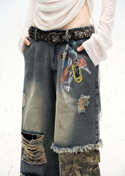 Patchwork Camo - Denim Cargo Jeans - Rick Circus
