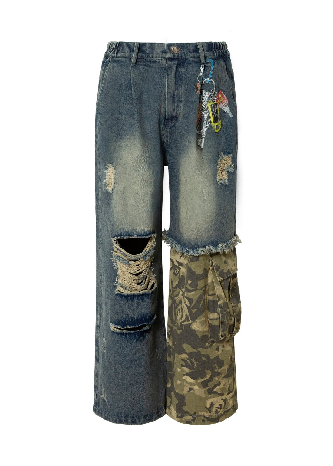 Patchwork Camo - Denim Cargo Jeans - Rick Circus