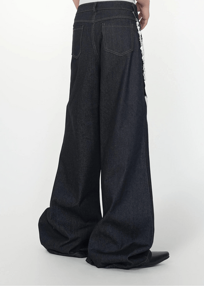 Patchwork Faux Fur Wide - Leg Jeans - Rick Circus