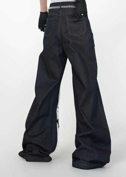 Patchwork Faux Fur Wide - Leg Jeans - Rick Circus