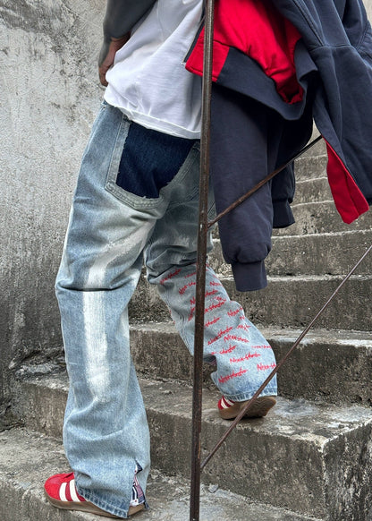 Patchwork Tie - Dye Denim Jeans - Rick Circus