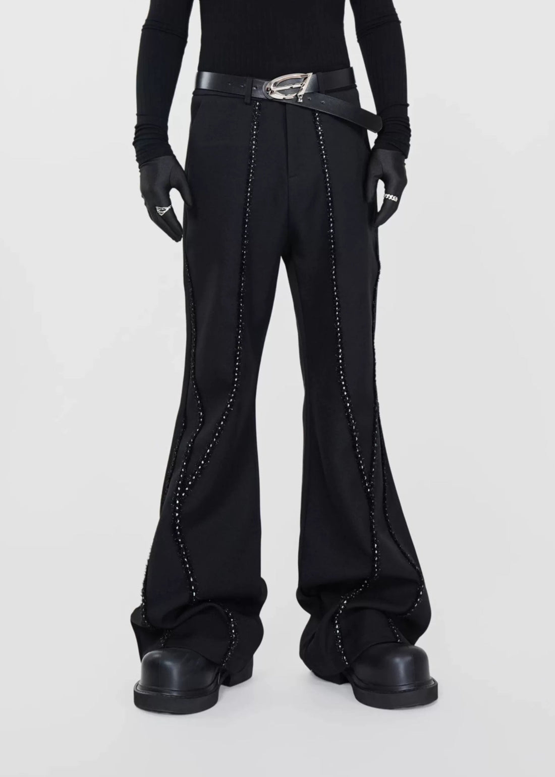 Pearl Studded Flared Pants - Rick Circus