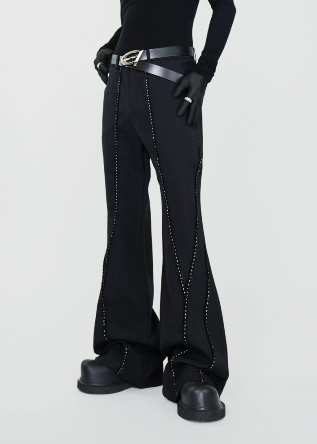 Pearl Studded Flared Pants - Rick Circus