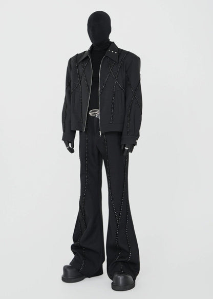 Pearl Studded Flared Pants - Rick Circus