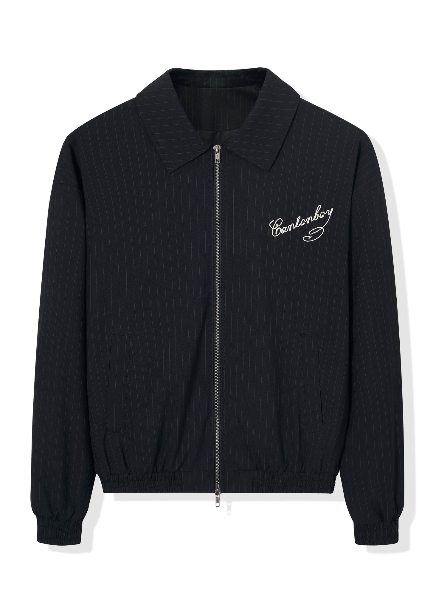 Pinstripe Embroidered Clean - Fit Varsity Jacket - Rick Circus