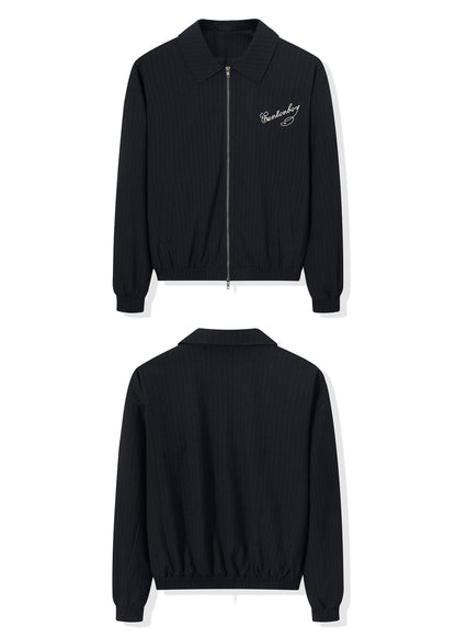 Pinstripe Embroidered Clean - Fit Varsity Jacket - Rick Circus