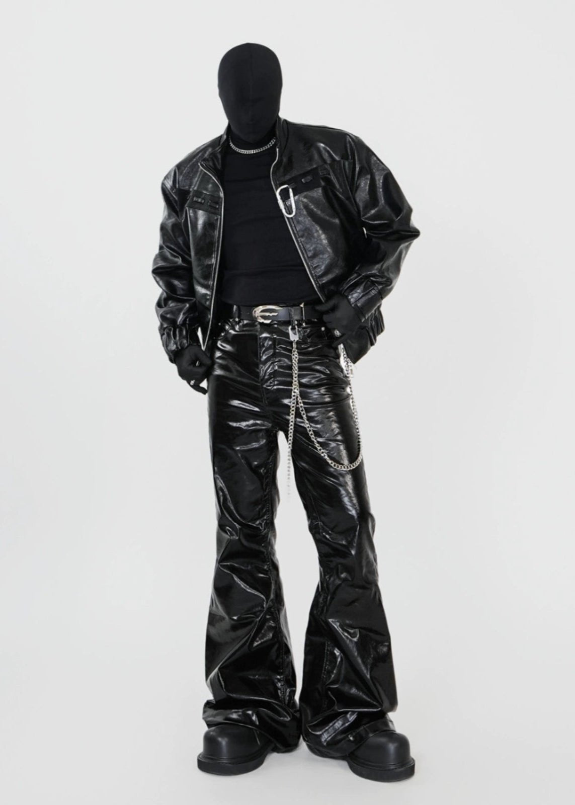 PU Leather Biker Jacket with Dual Zippers and Metal Clip - Rick Circus