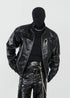 PU Leather Biker Jacket with Dual Zippers and Metal Clip - Rick Circus