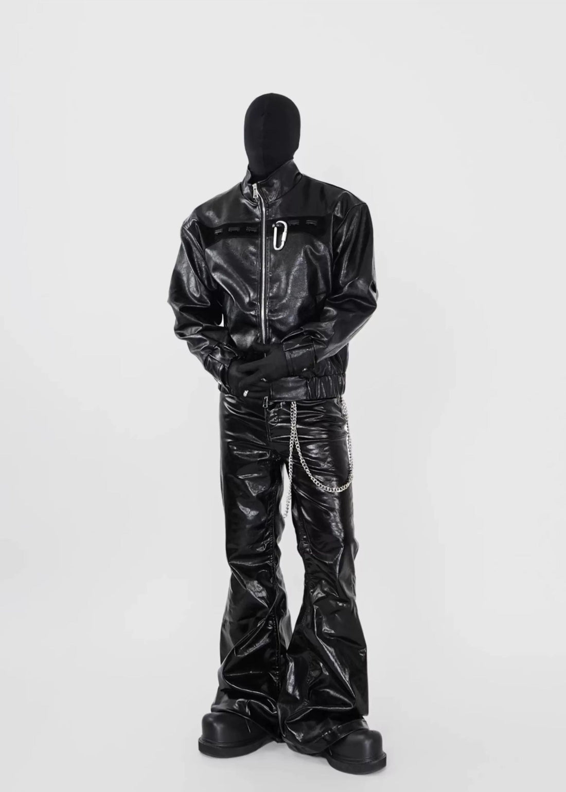PU Leather Biker Jacket with Dual Zippers and Metal Clip - Rick Circus