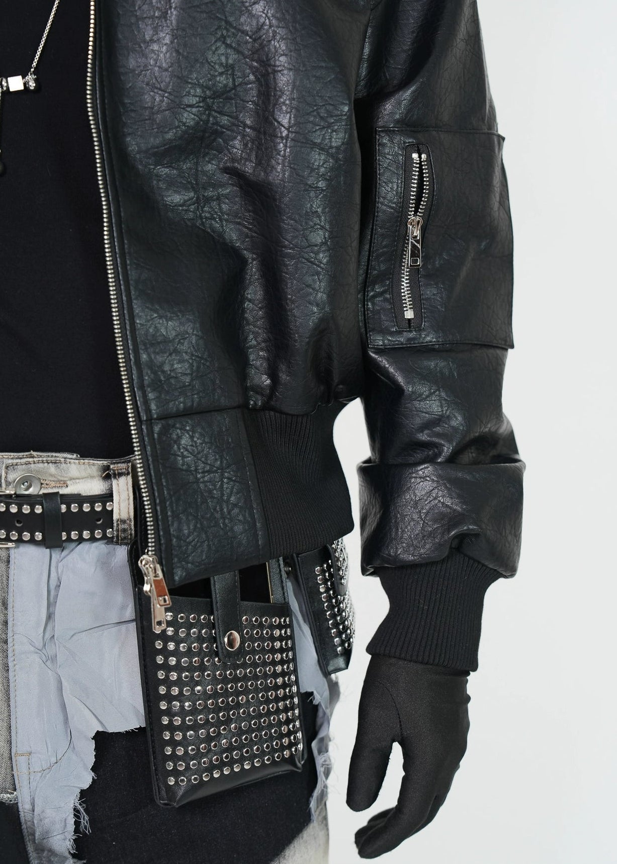 PU Leather Bomber Jacket - Rick Circus