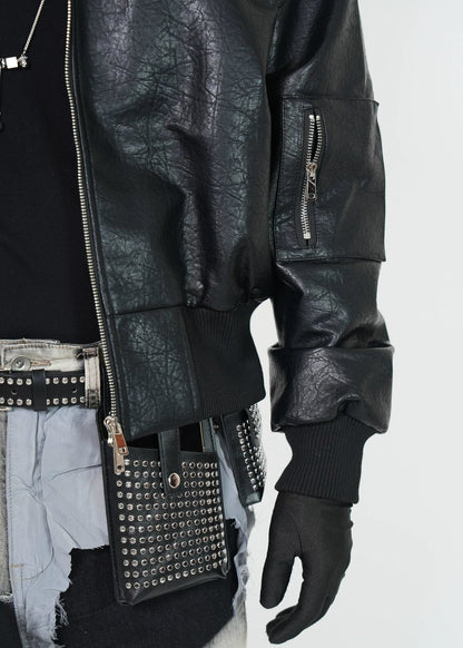 PU Leather Bomber Jacket - Rick Circus