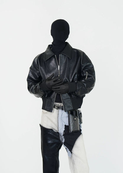PU Leather Bomber Jacket - Rick Circus