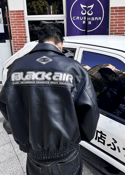 PU Leather Embroidered Racer Jacket - Rick Circus