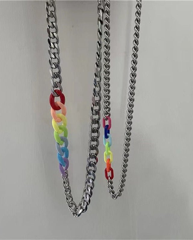 Rainbow Cuban Chain Necklace - Rick Circus