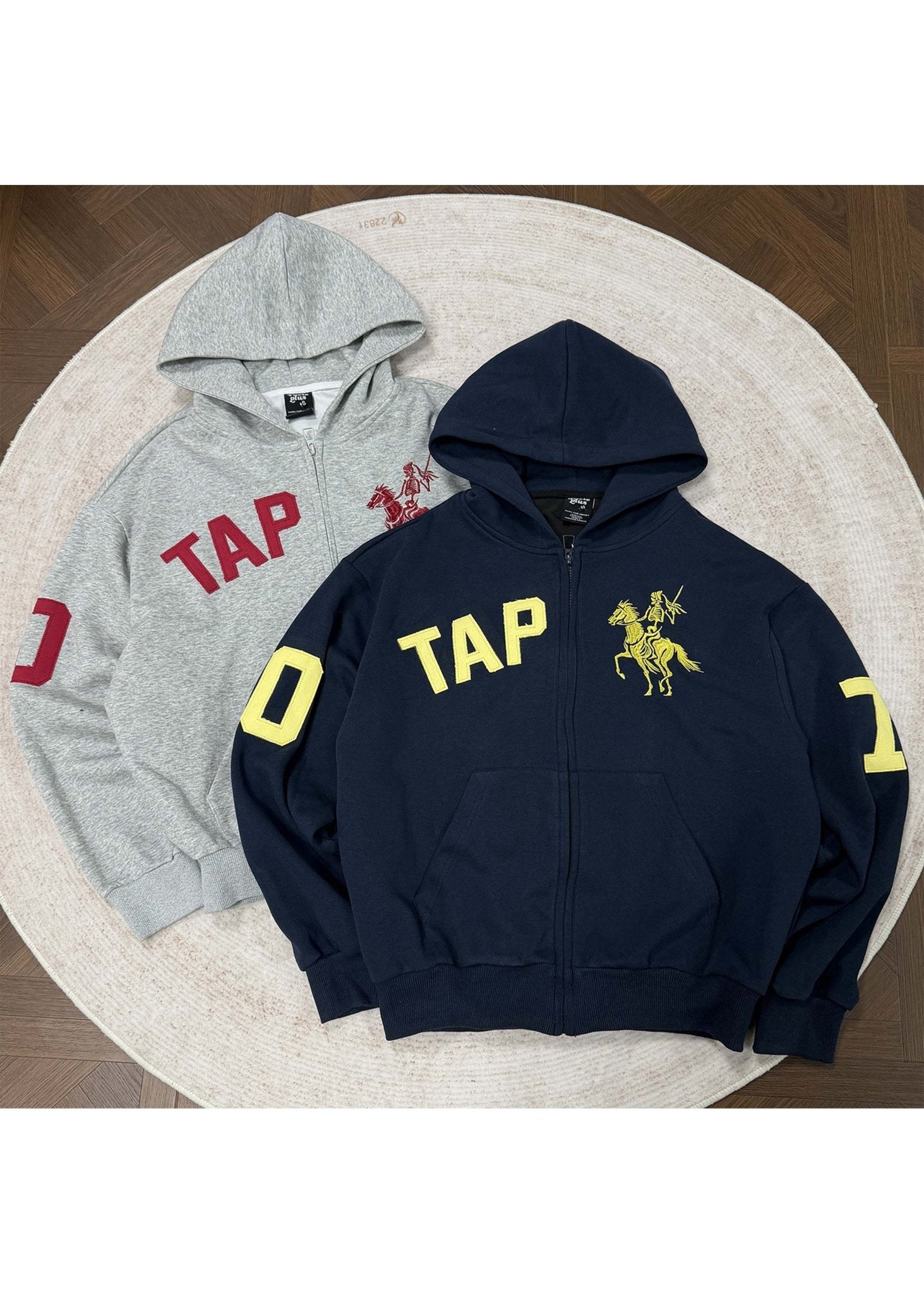 Retro Applique Embroidered Zip Hoodie - Rick Circus
