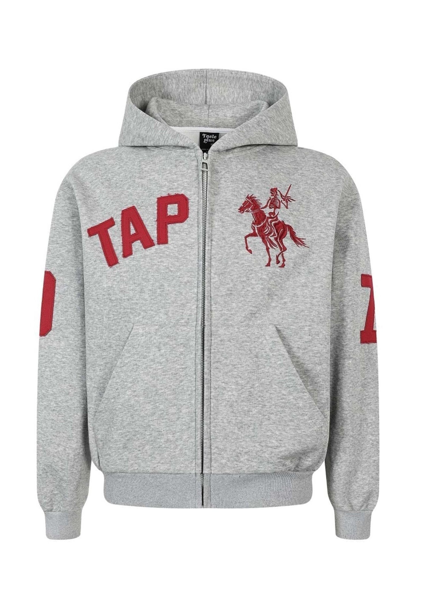 Retro Applique Embroidered Zip Hoodie - Rick Circus