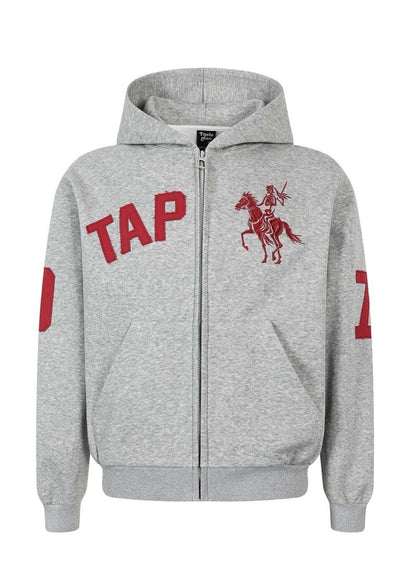 Retro Applique Embroidered Zip Hoodie - Rick Circus