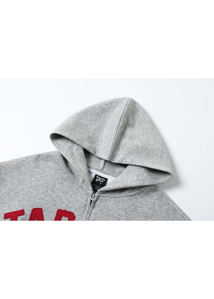 Retro Applique Embroidered Zip Hoodie - Rick Circus