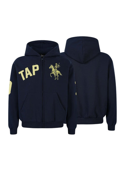Retro Applique Embroidered Zip Hoodie - Rick Circus