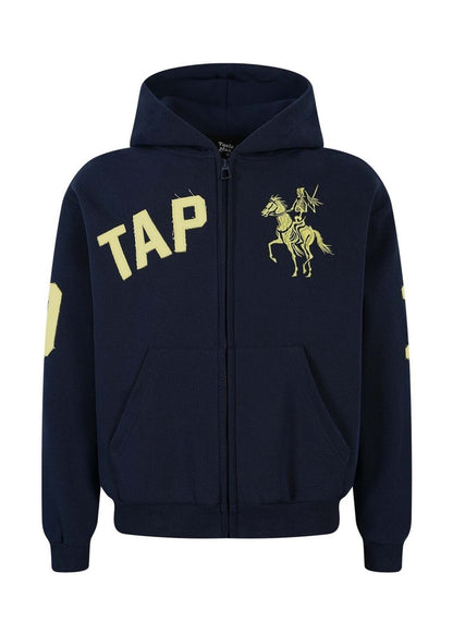 Retro Applique Embroidered Zip Hoodie - Rick Circus