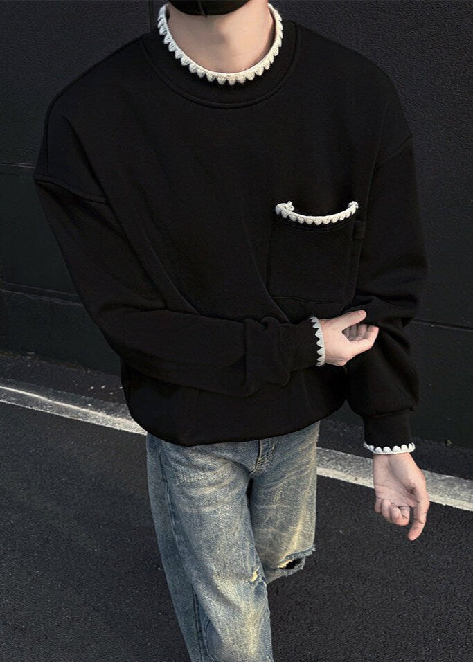 Retro - Inspired Contrast Trim Sweatshirt - Rick Circus