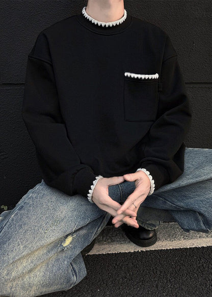 Retro - Inspired Contrast Trim Sweatshirt - Rick Circus