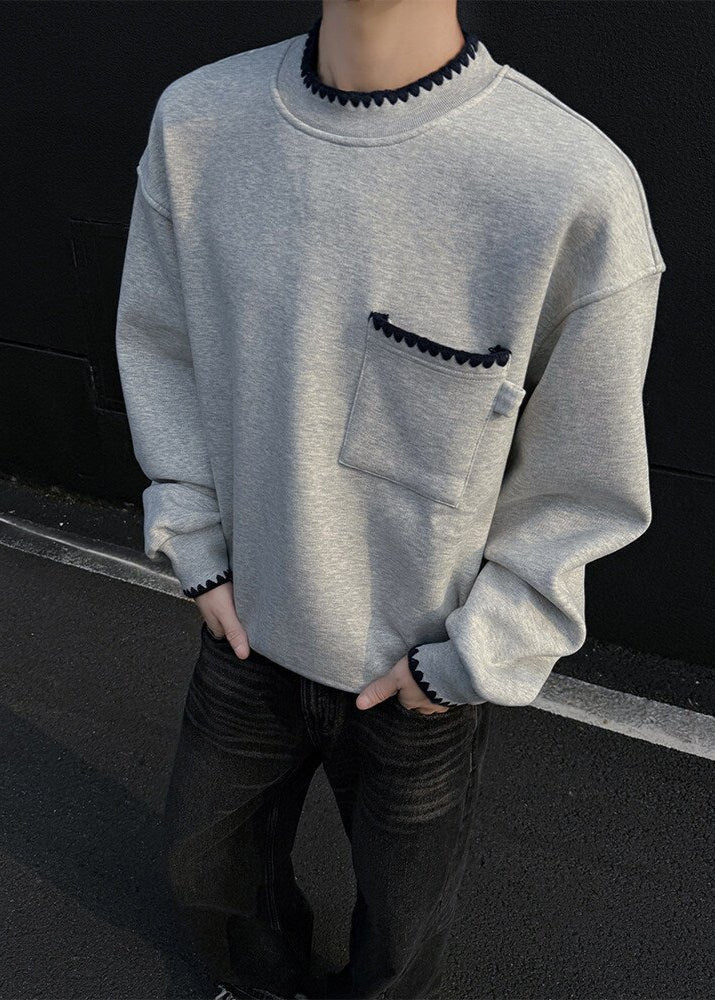 Retro - Inspired Contrast Trim Sweatshirt - Rick Circus