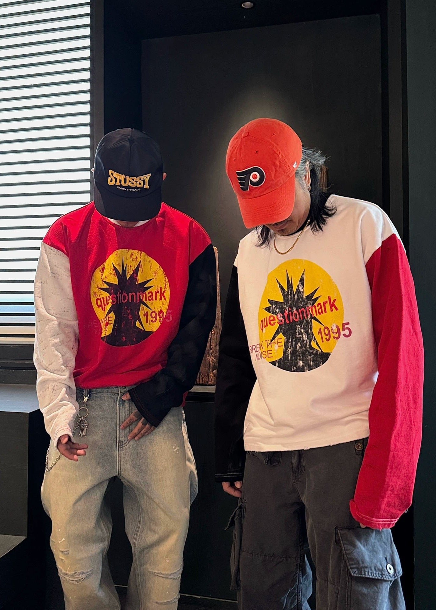 Retro Patchwork Graphic Long Sleeve T-Shirt - Rick Circus