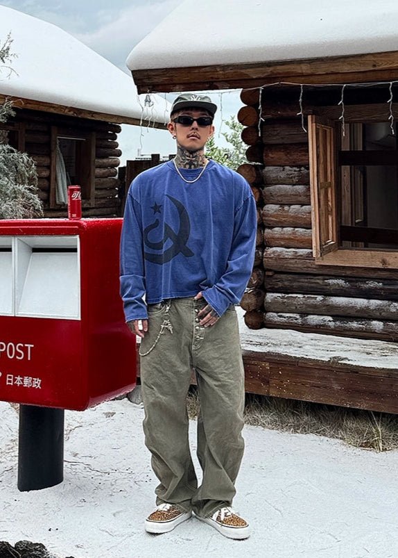 Retro Printed Long Sleeve Tee - Rick Circus