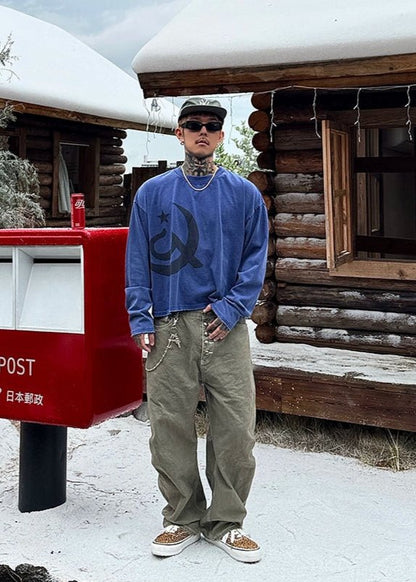 Retro Printed Long Sleeve Tee - Rick Circus