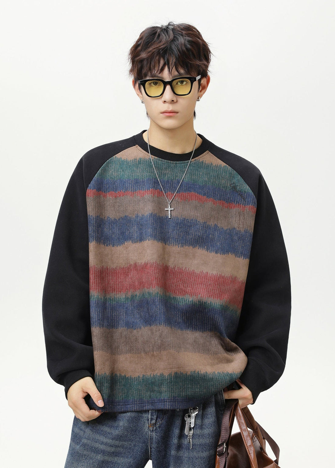 Retro Striped Oversized Crewneck Sweatshirt - Rick Circus