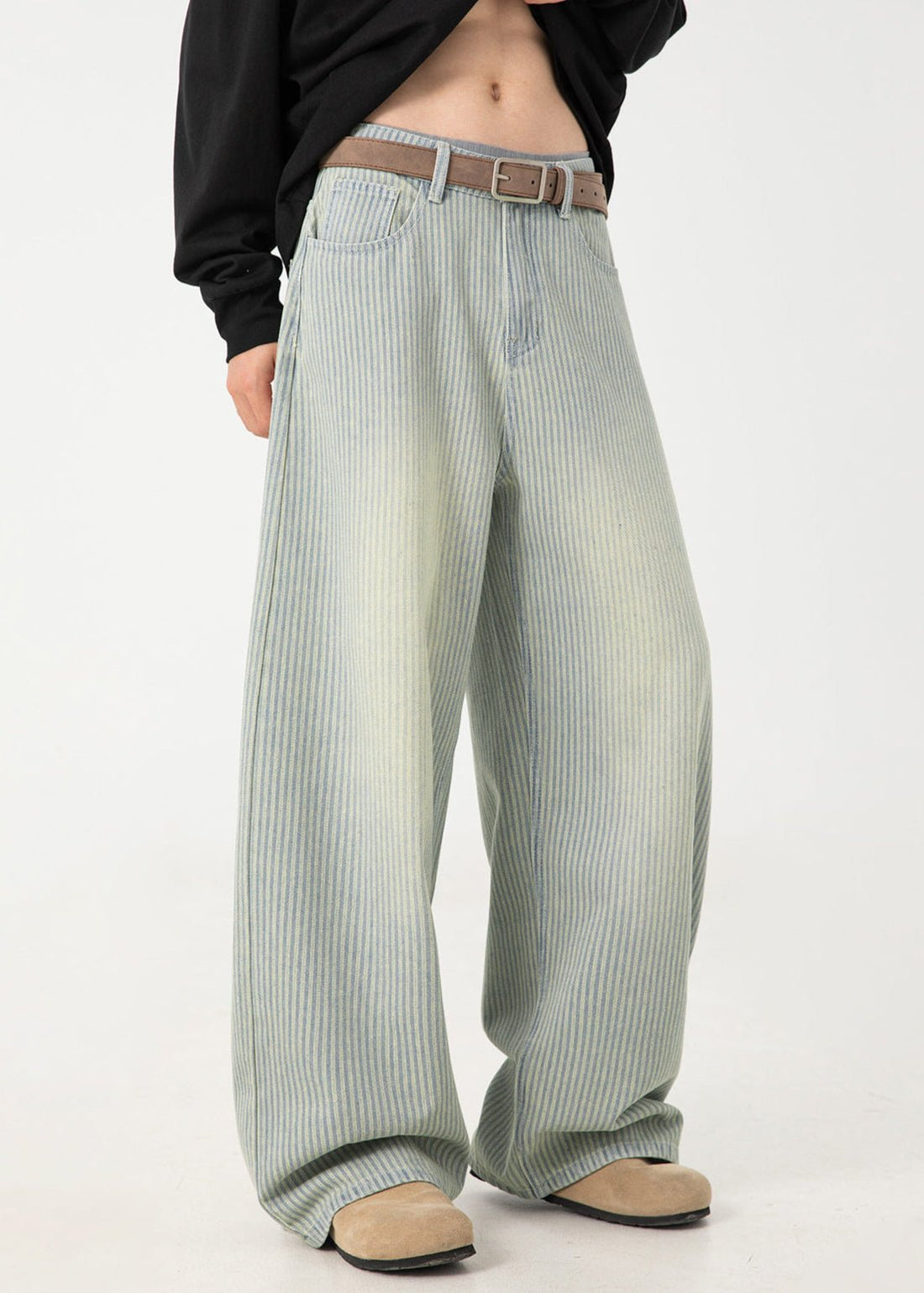 Retro Vertical Stripe Wide - Leg Jeans - Rick Circus