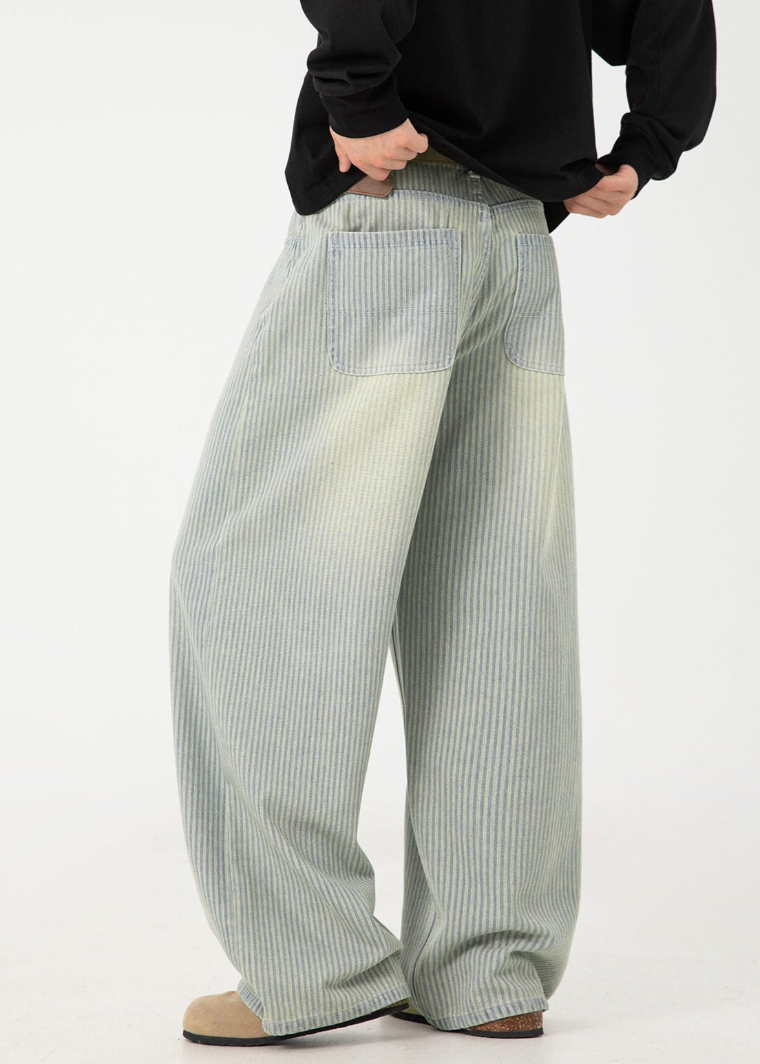 Retro Vertical Stripe Wide - Leg Jeans - Rick Circus