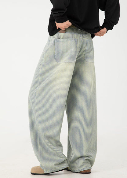 Retro Vertical Stripe Wide - Leg Jeans - Rick Circus