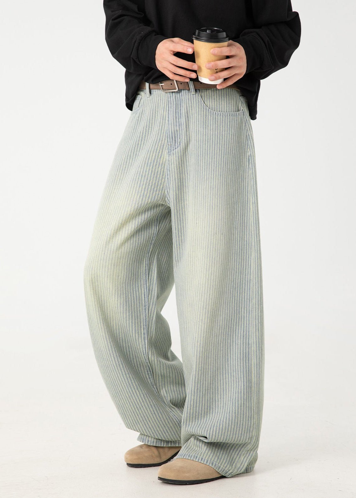 Retro Vertical Stripe Wide - Leg Jeans - Rick Circus