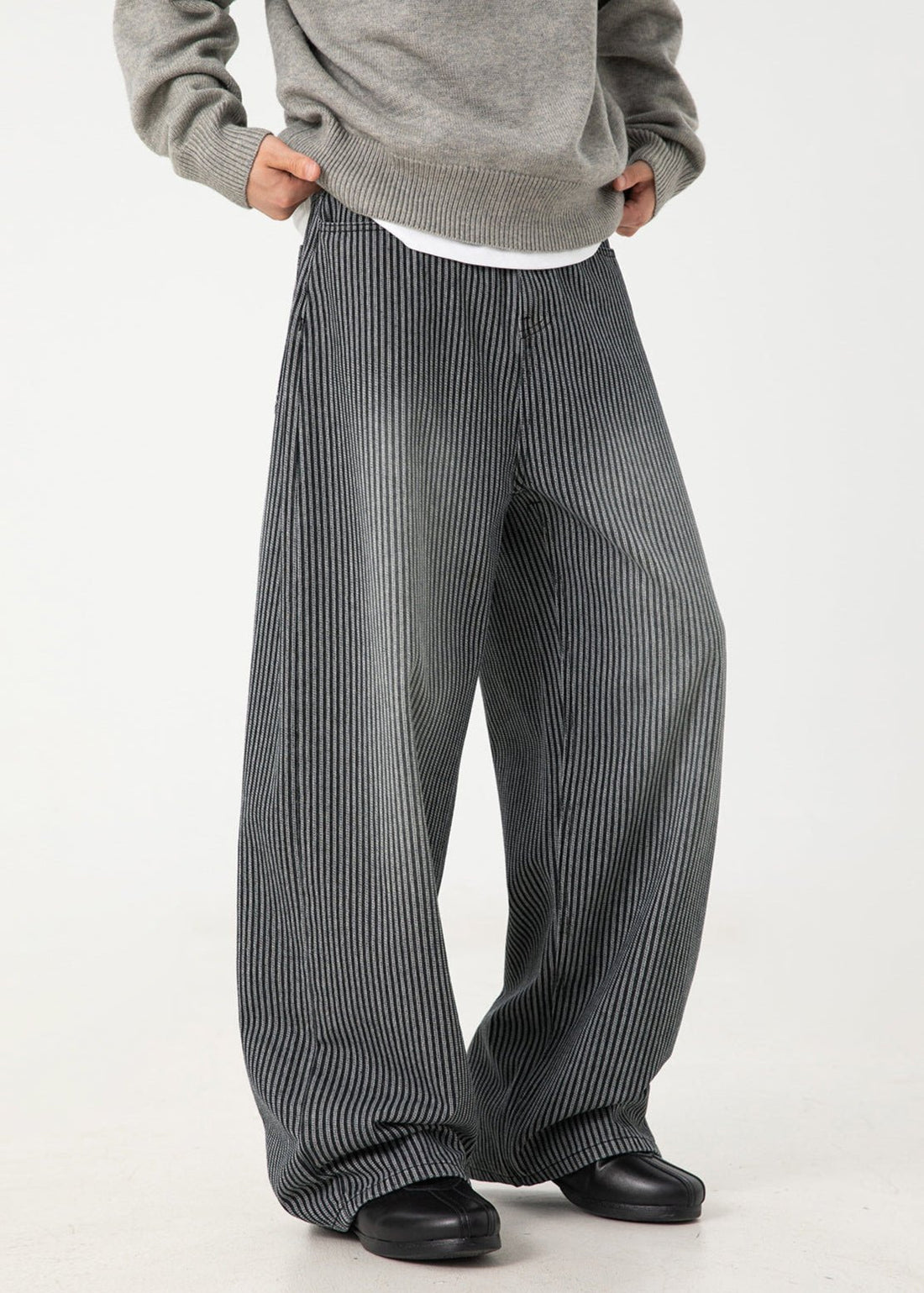Retro Vertical Stripe Wide - Leg Jeans - Rick Circus