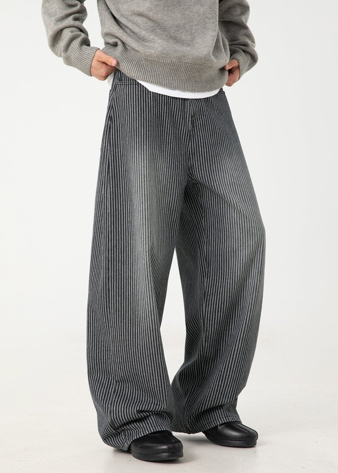 Retro Vertical Stripe Wide - Leg Jeans - Rick Circus