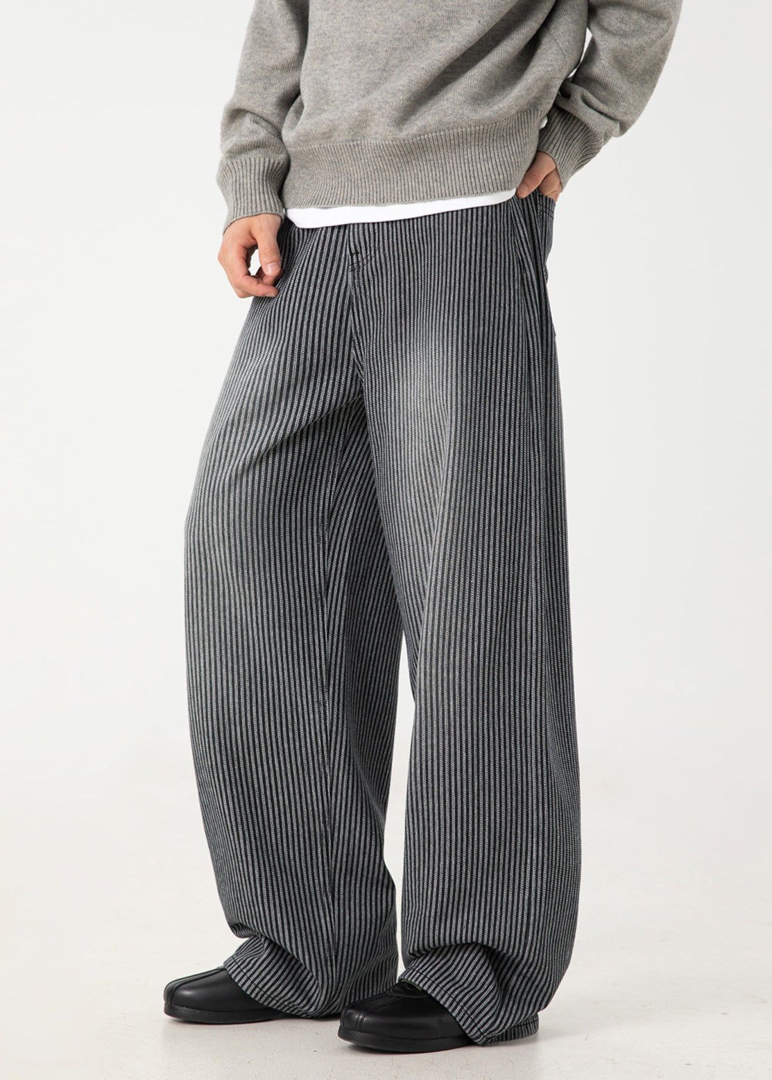 Retro Vertical Stripe Wide - Leg Jeans - Rick Circus