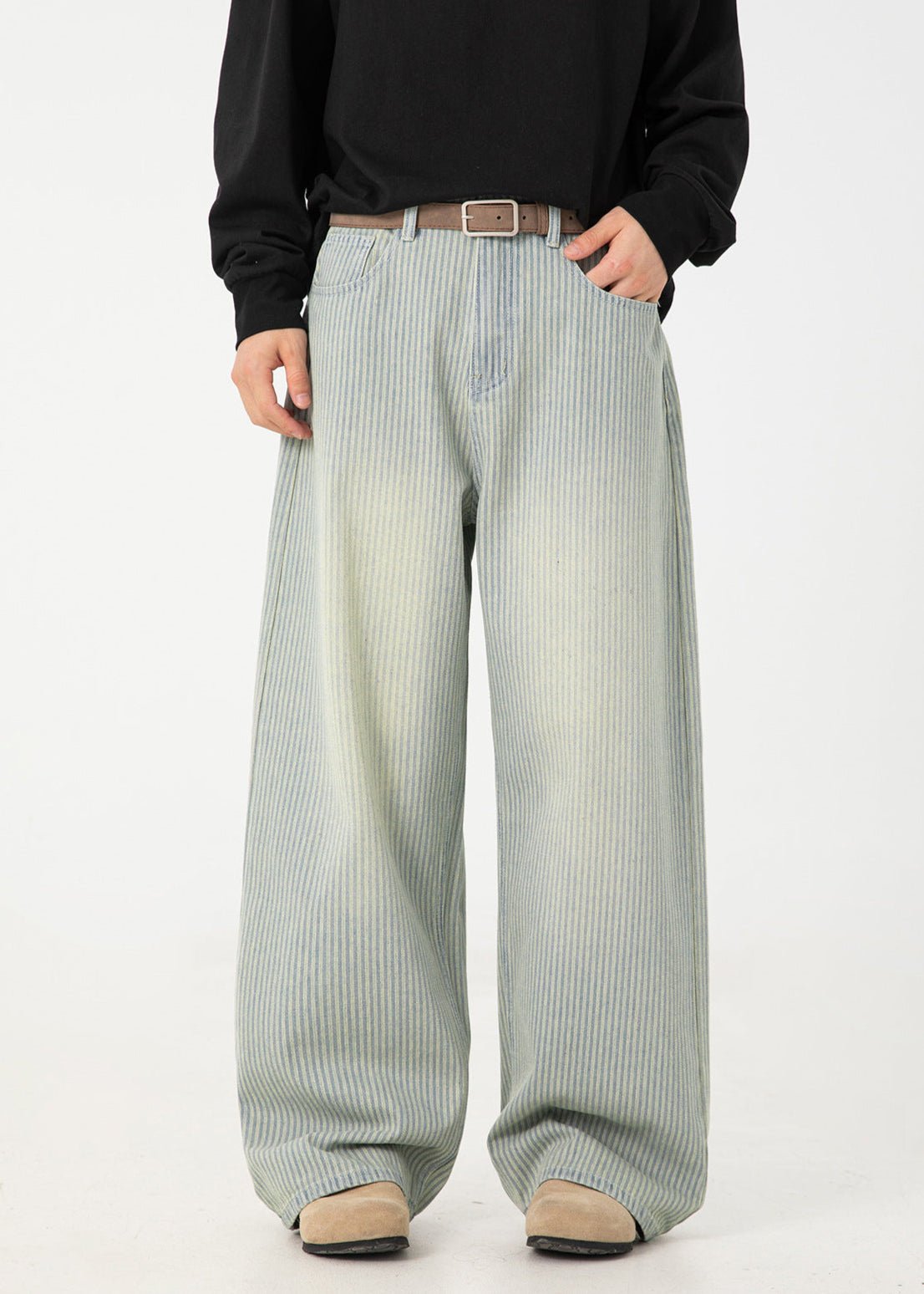 Retro Vertical Stripe Wide - Leg Jeans - Rick Circus