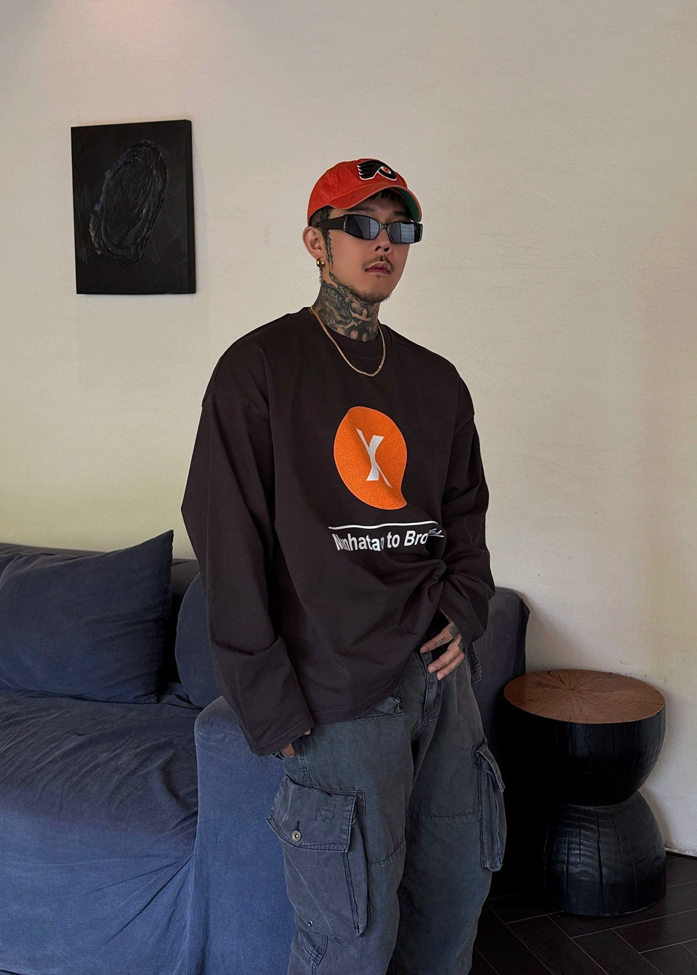 Retro X Print Long Sleeve T-Shirt - Rick Circus