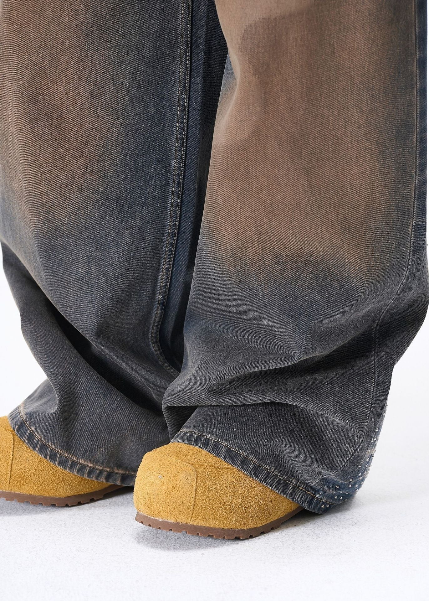 Rhinestone Washed Denim Jeans - Rick Circus