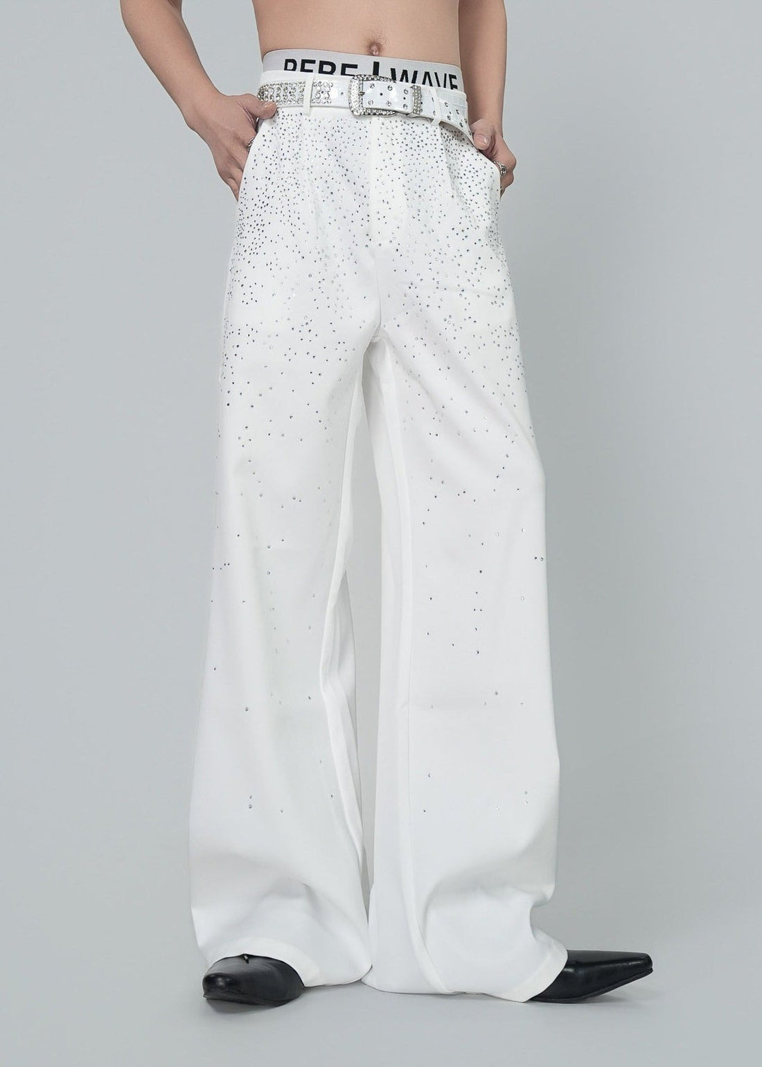 Rhinestone Wide Leg Dress Pants - Rick Circus