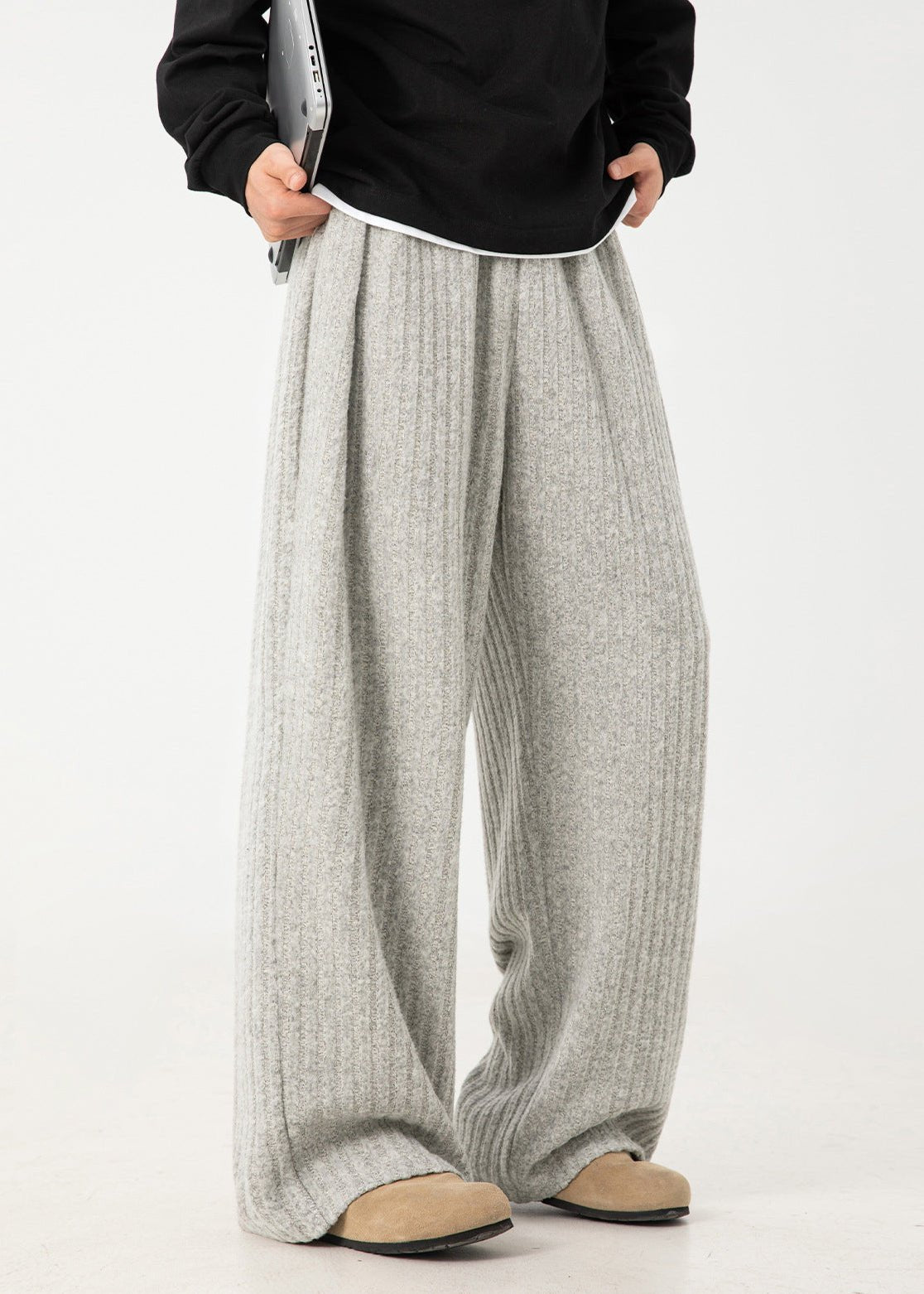 Ribbed Knit Wide - Leg Pants - Rick Circus