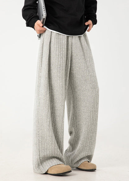 Ribbed Knit Wide - Leg Pants - Rick Circus