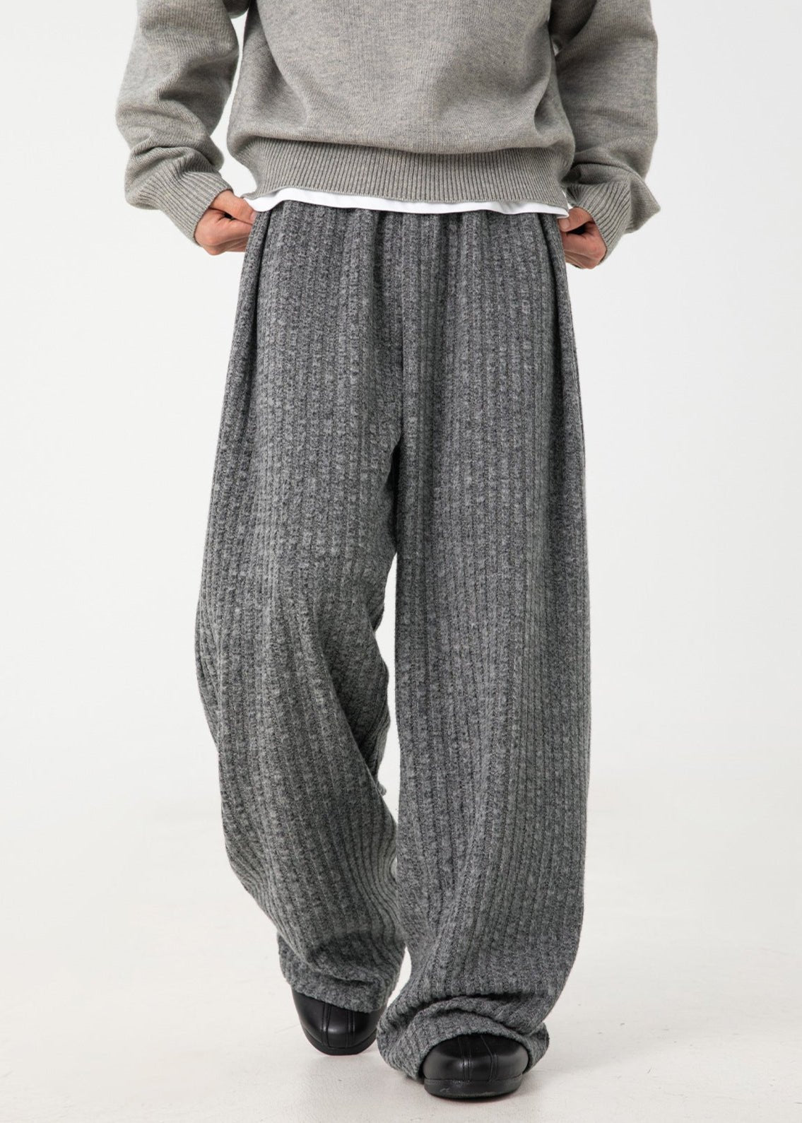 Ribbed Knit Wide - Leg Pants - Rick Circus