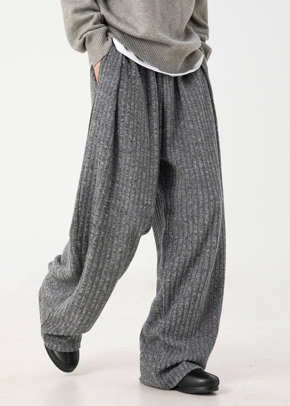 Ribbed Knit Wide - Leg Pants - Rick Circus