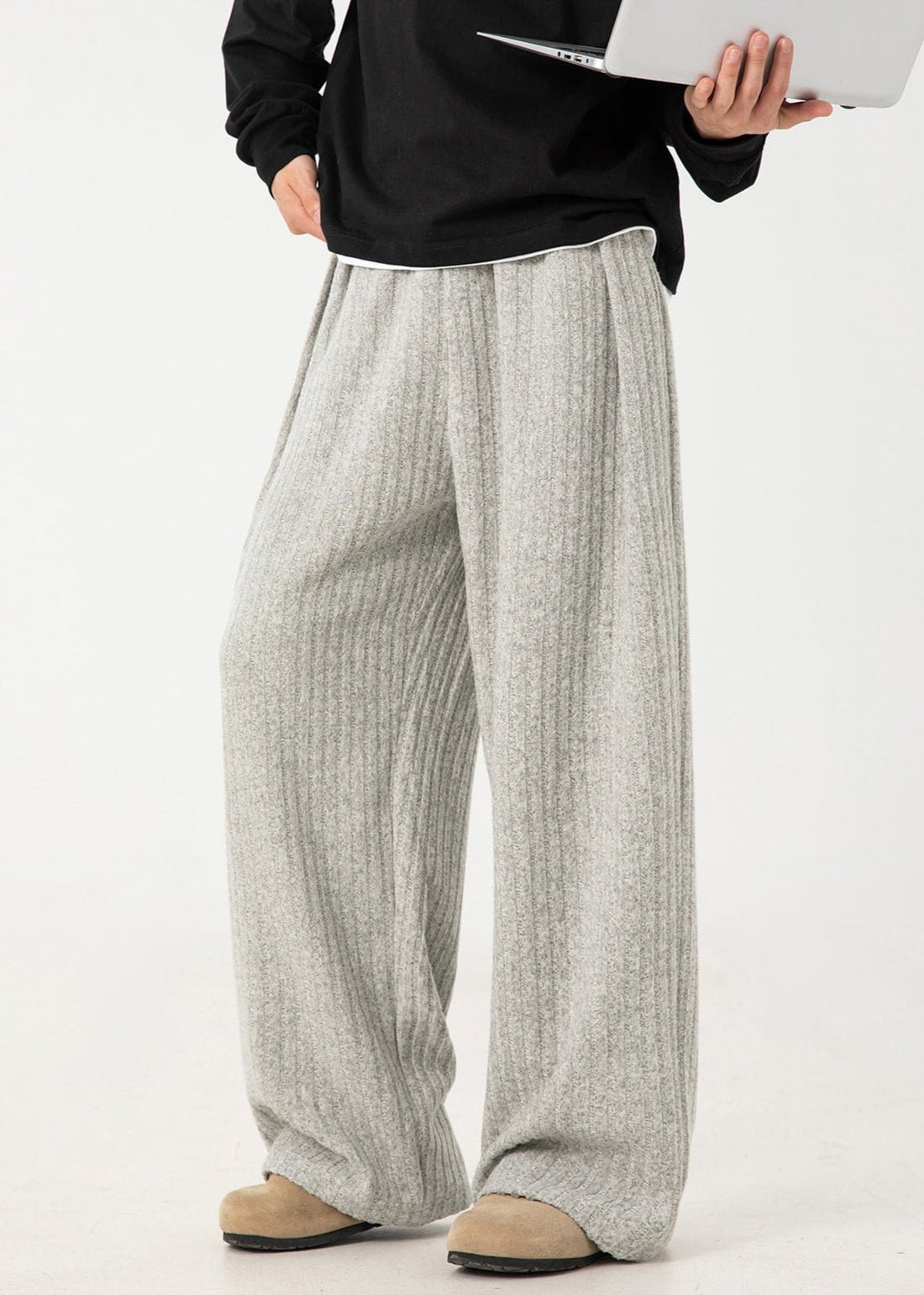 Ribbed Knit Wide - Leg Pants - Rick Circus