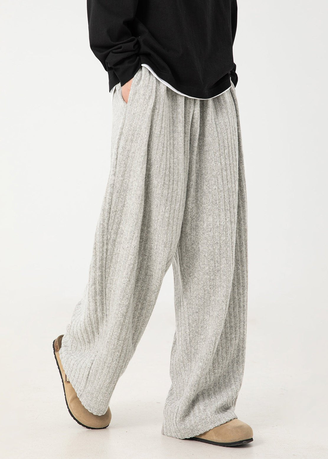 Ribbed Knit Wide - Leg Pants - Rick Circus